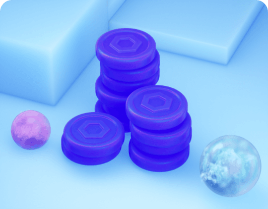 purple coin stacks with marbles